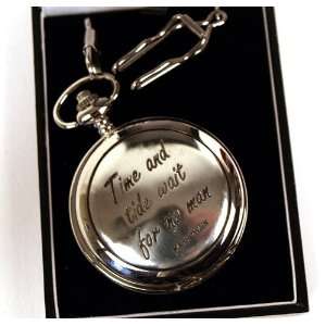 Mark Twain Pocket Watch Tide and Time wait for no man  