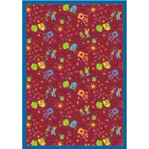 Just for Kids Collection Scribbles Red Nylon Stainmaster Area Rug 5.40 