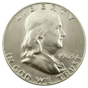  1963 D Franklin 50c 90% Silver in Uncirculated Condition 