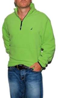   Fleece Sweatshirt Pullover Half Zip Jacket Lime Green XL Clothing