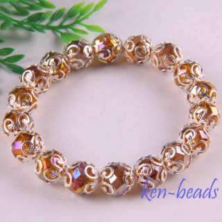 10MM Crystal Faceted Loose Beads Stretch Bracelet 7L G223  