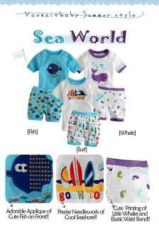   Toddler Boy Girl Short Sleeve Sleepwear Pajama Set Sea World  