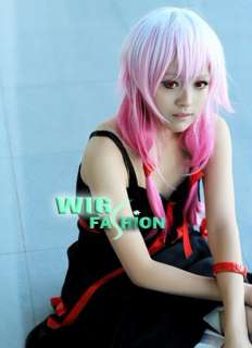Guilty Crown Inori Yuzuriha Long Mixed Pink Anime Cosplay Hair Wig 