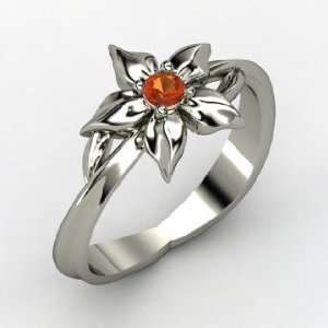  Star Flower Ring, Palladium Ring with Fire Opal Jewelry