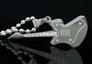 Music Guitar Stainless Steel Pendant Necklace P143  