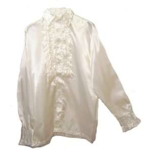  70s 60s Disco Frill Fancy Dress Shirt WHITE One Size Toys 