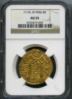 PERU 1719 L M Gold 8 Escudos NGC AU55 #5202  