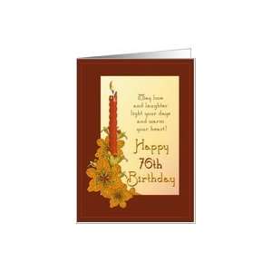  Happy 76th Birthday Tiger Lily and Red Candle Card Toys 