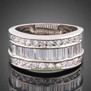 18K white GOLD GP Swarovski crystal wedding ring 1767 size 8  