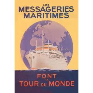 Take a Cruise around the World with Les Messageries Maritimes 12x18 