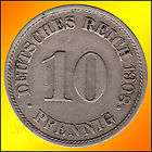 GERMAN EMPIRE 10 Pfennig 1908 J KM # 12 Copper Nickel