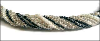 Necklace seed beads tubular herringbone ribbon bridal  