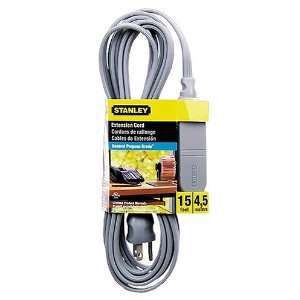   15ft. Extension Cord, 3 Conductors, 3 Outlets, Gray
