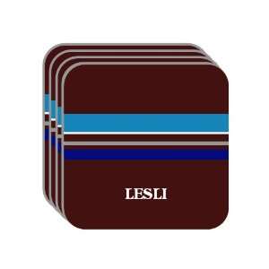 Personal Name Gift   LESLI Set of 4 Mini Mousepad Coasters (blue 