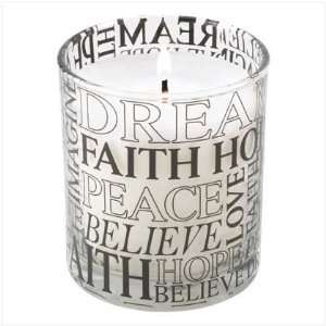    Faith Peace Hope Dream Sentimental Words Jar Candle