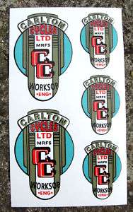 CARLTON 50s style Vintage Cycle Frame Decals Stickers  