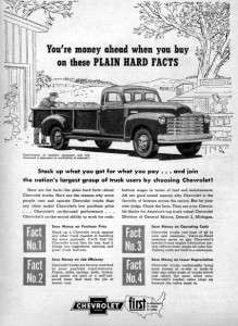 1951 Chevy Stepside Pickup Truck Original Ad  