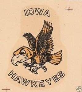 NOS Old Iowa Hawkeyes Herky Ceramic Decal 1960s  