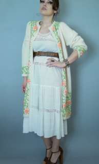  Vintage 50 60s white Lace Bohemian Hippie gauze cotton Dress  