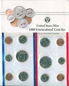 1988 UNITED STATES UNCIRCULATED MINT SET P AND D  