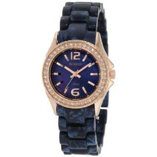 Armitron Womens 75/4064MNMRG Gold Tone Crystal Accented Blue Resin 