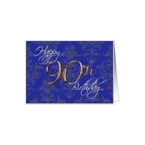  90th Birthday, Blue damask Card Toys & Games