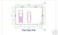 GS013 24x36 Three Car Garage Design Plans (Blueprints)  
