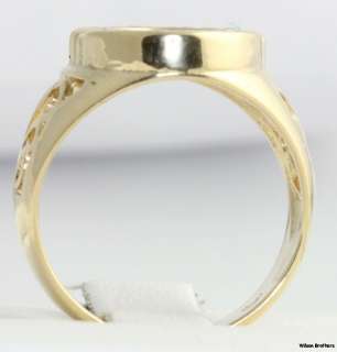   of Man Coin & CZ Floating Ring   14k Yellow Gold Moves Estate  