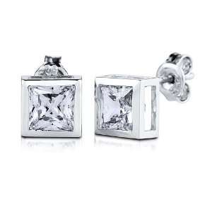  Sterling Silver 925 Cubic Zirconia CZ Solitaire Stud Earrings 
