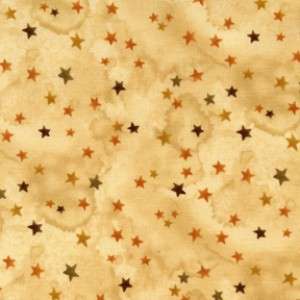  Haunted Hallow Yellow Stars Primitive Tea Dyed Look Fabric 19017 YEL
