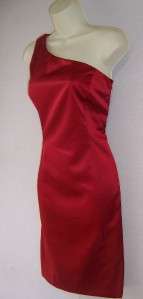   Scarlet Red Stretch Satin Holiday Cocktail Party Club Dress 14  