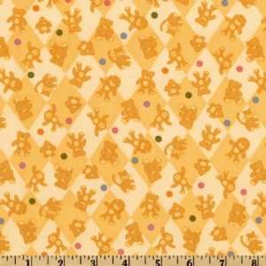  44 Wide Special Delivery Stuffed Animals Yellow Fabric 