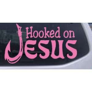  Hooked On Jesus Window, Wall or Laptop Decal    Pink 22in 