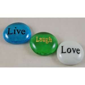    Set of 3 Glass Word Stones Live, Laugh, Love 