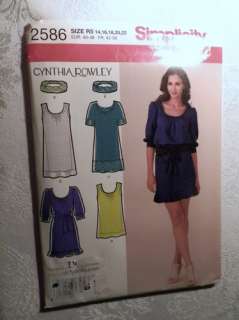 Simplicity 2586 Sewing Pattern Misses Tunic Dress Cynthia Rowley 6 22 