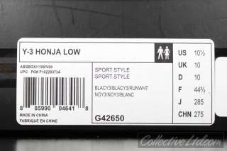 Adidas Y 3 Y3 Honja Low Suede visvim BLACK WHITE 10.5  