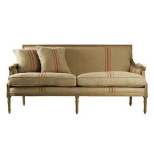 Louis XVI French Country Linen Sofa with Red Stripe  