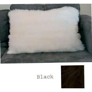  16 x 24 Sheepskin Bed Pillow High Quality Black (Black 