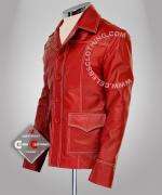 Brad Pitt Fight Club Red Lambskin Leather Jacket / Coat  
