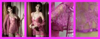 Lilac Lace Underwired Babydoll Matching Sheer Bell Sleeve Robe Ribbon 