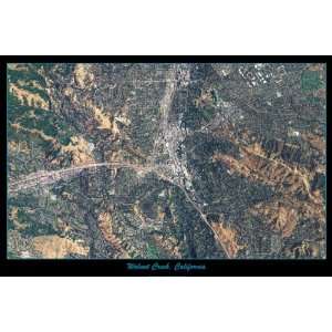 Satellite poster print/map of Walnut Creek, California in Contra Costa 
