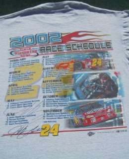 JEFF GORDON #24 Race Schedule 2002 Nascar Medium T SHIRT  