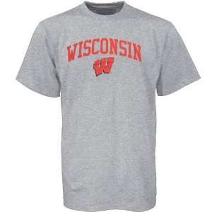  Wisconsin Badgers Ash Arch Logo T shirt