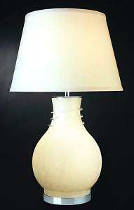 150W & 25W WHITE ALABASTER GLASS TABLE LAMP, TR TT5092  