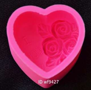 1052 Thick Silicone ROSE Heart Soap Candle Cake Chocolate Mold Mould 