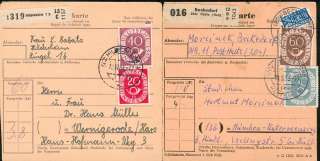 Germany FRG 2 parcel cards with posthorn stamps au08  
