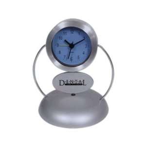   ad aluminum desk clock with second hand and alarm.