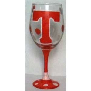    Tennessee Volunteers Hand Painted Wine Glass
