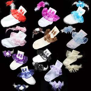 Toddler Pageant Flower Girl Baby Size 0 0 Girl Ruffle Lace Socks and 