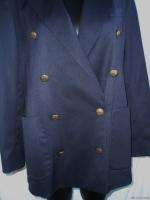 Peterman 100% wool navy blue gold crested button double breast 